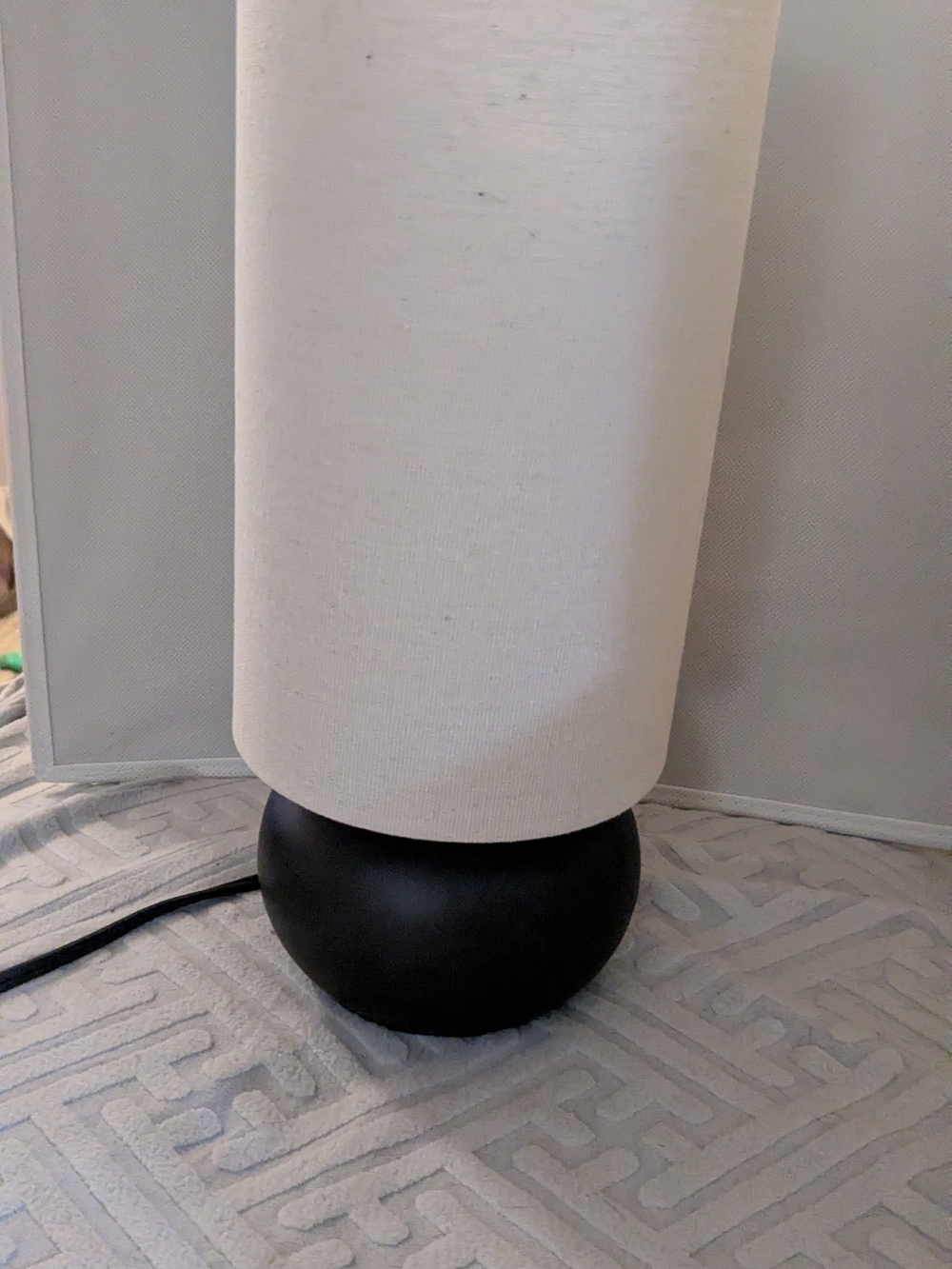 Modern Cream Table Lamp with Black Base